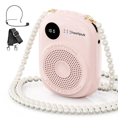 PRUNUS A18 Voice Amplifier Microphone Headset,Portable Voice Amplifier,Pa Systems for Teachers,Training,Shopper Guide,Tour Guide, Supports TF Card
