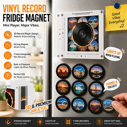 Switch Music in 1 Second?! Magnetic Vinyl-Style Fridge Magnets – Cute Kitchen Decor with Endless Songs