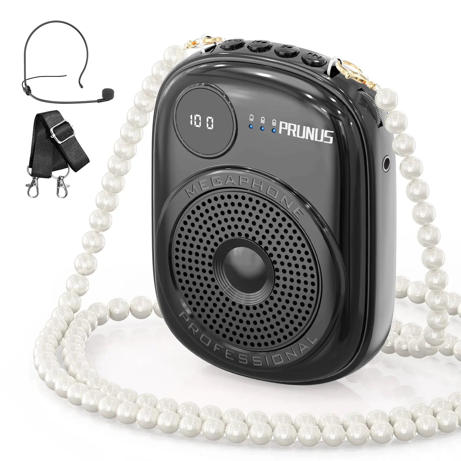 PRUNUS A18 Voice Amplifier Microphone Headset,Portable Voice Amplifier,Pa Systems for Teachers,Training,Shopper Guide,Tour Guide, Supports TF Card