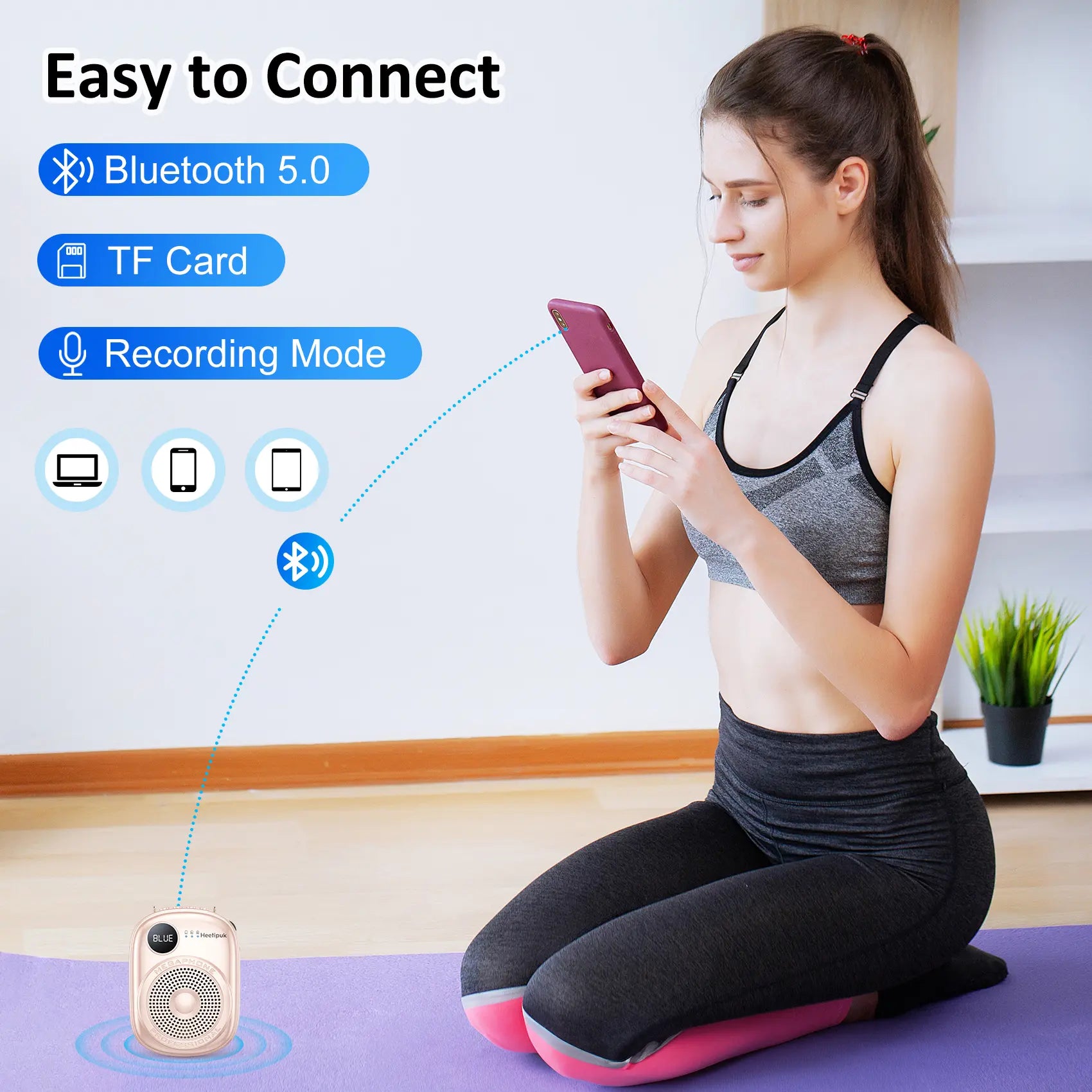 PRUNUS A18 Voice Amplifier Microphone Headset,Portable Voice Amplifier,Pa Systems for Teachers,Training,Shopper Guide,Tour Guide, Supports TF Card