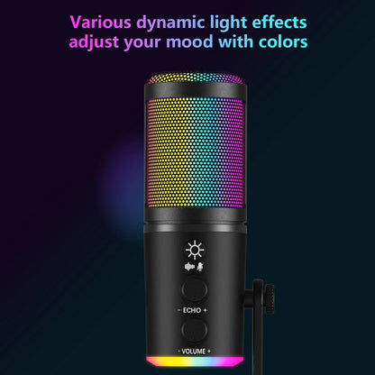 JYX U120 RGB Streaming Gaming Microphone with RGB Lights One-Tap Mute Headphone Jack for PC Mac PS5 PS4 Ideal for Streaming Gaming Podcasting Compact Durable Design Outdoorfun Headset Recording Plug Audio Connection Metal Summerwins Dealsforyoudays