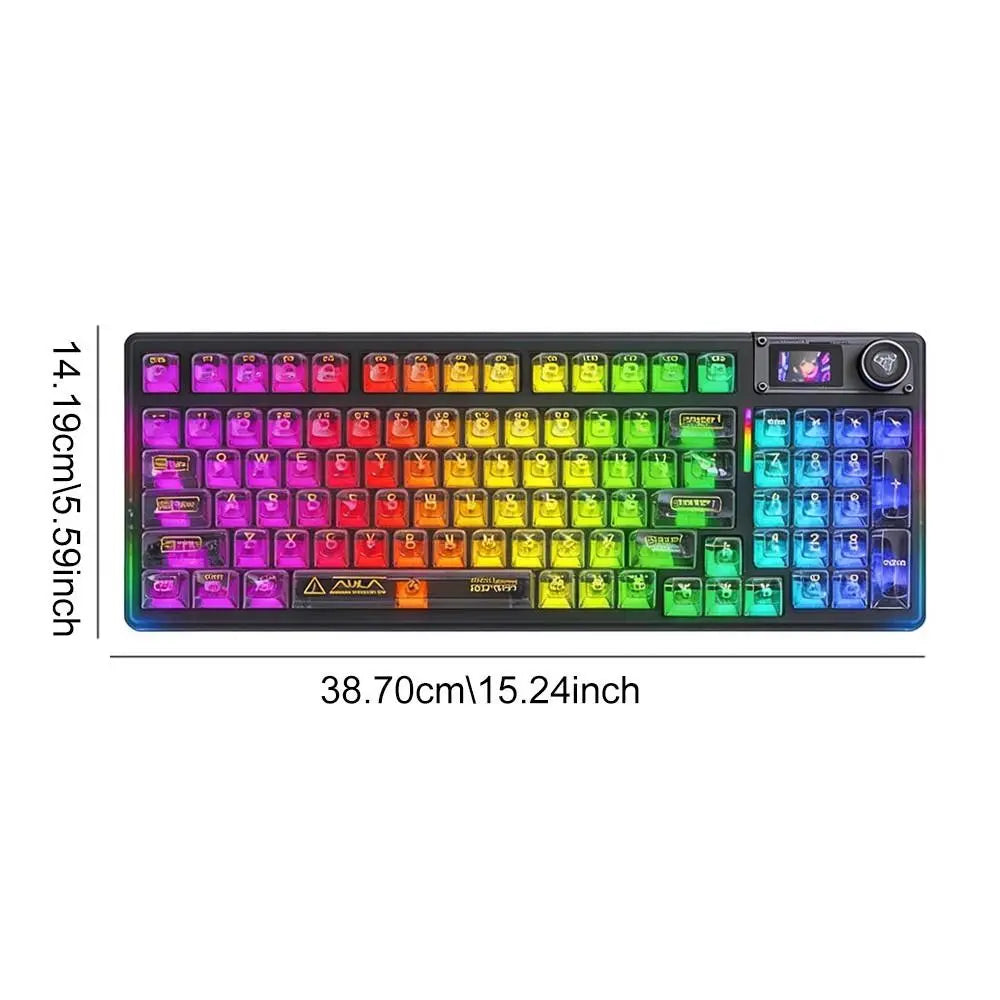 AULA F98Pro V3 Three-Mode Mechanical Keyboard, High-Definition Smart Screen, Long Battery Life, Multi-Function Knob, Cool RGB Lighting, Hot-Swappable Shaft, Compatible with Windows/Mac/Ios System Equipment, Suitable for E-Sports Games and Office.