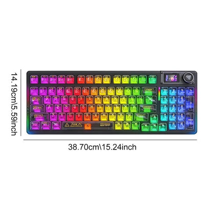 AULA F98Pro V3 Three-Mode Mechanical Keyboard, High-Definition Smart Screen, Long Battery Life, Multi-Function Knob, Cool RGB Lighting, Hot-Swappable Shaft, Compatible with Windows/Mac/Ios System Equipment, Suitable for E-Sports Games and Office.